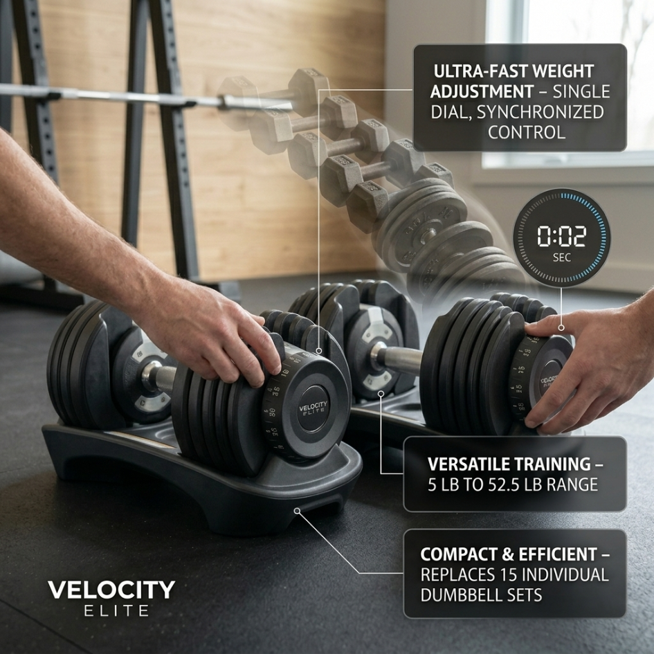 Premium Steel Adjustable Dumbbell Pair: Anti-Rattle Secure Lock Lifting